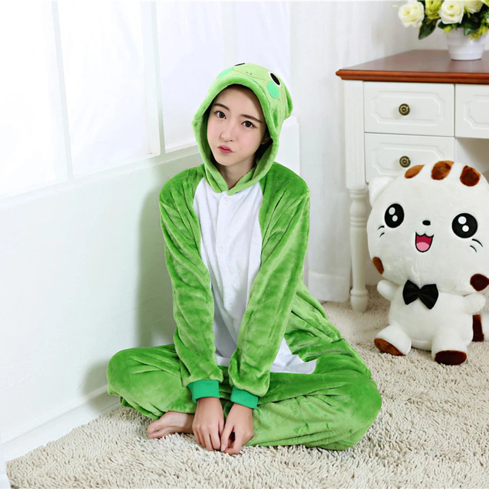 Kigurumi Grenouille — Combinaison Pyjama Polaire Verte Adulte