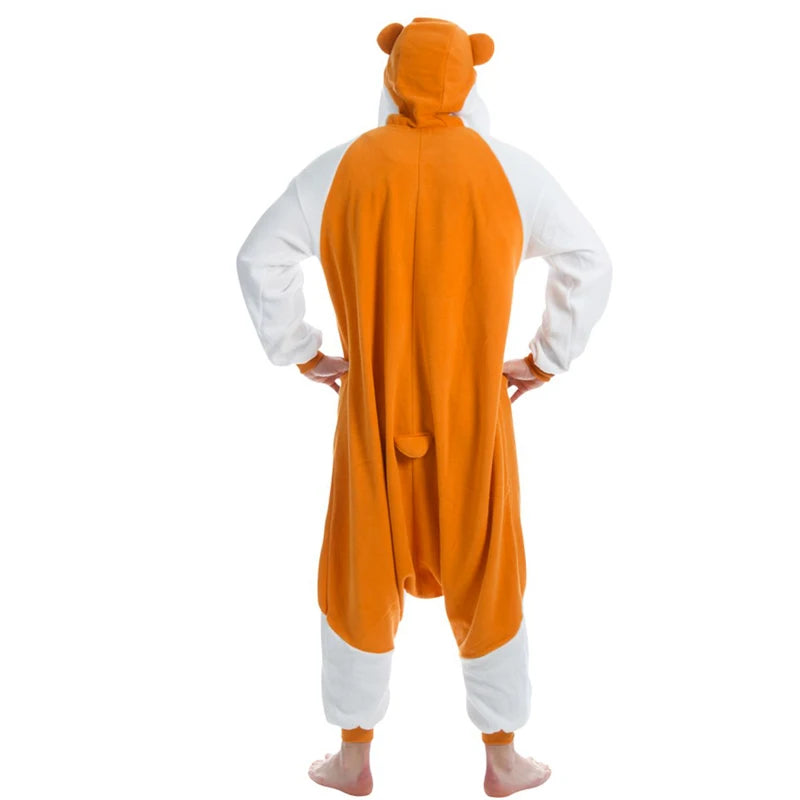 Grenouillère Hamster — Combinaison Pyjama Polaire Blanc et Orange