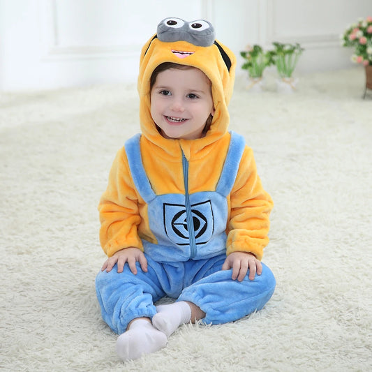 Grenouillère Bébé Minion — Combinaison Pyjama Polaire à Capuche Lunette