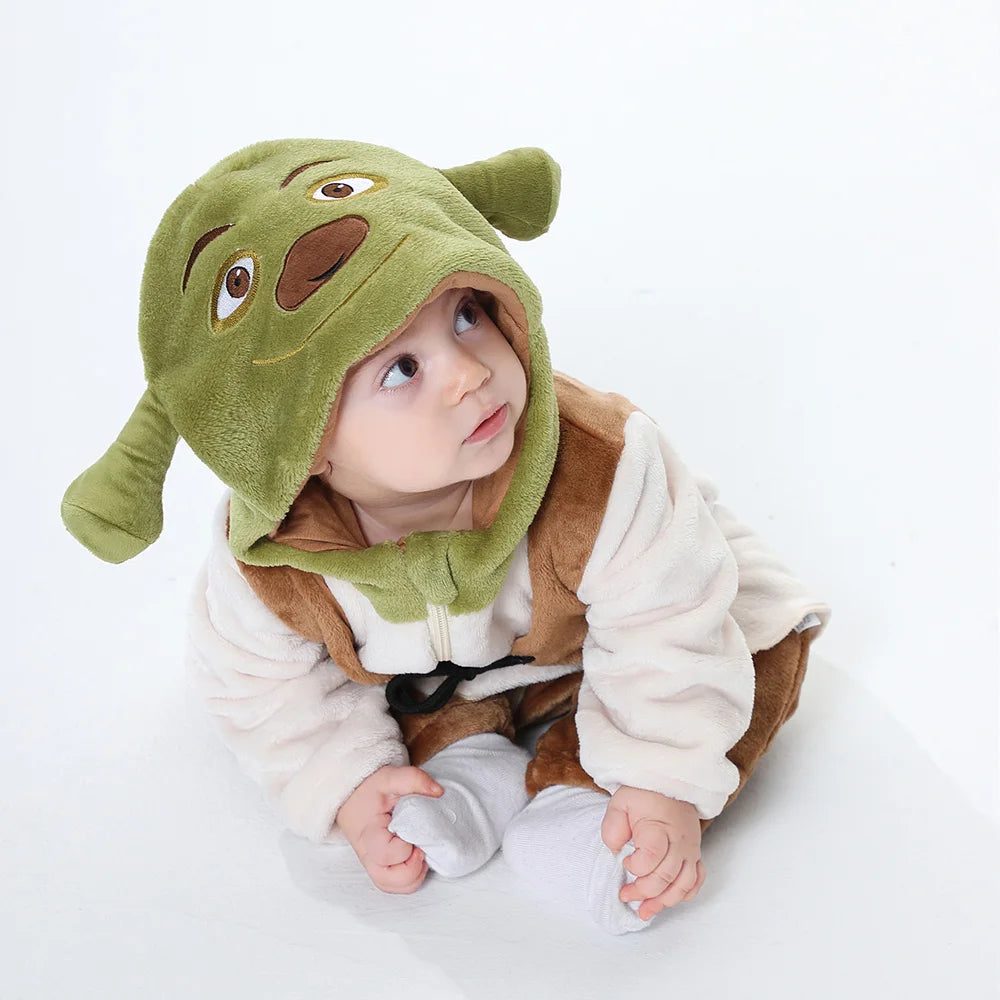 Kigurumi Shrek Bébé — Combinaison Pyjama Polaire Verte et Beige