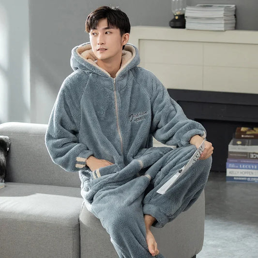 Combinaison Pyjama Homme Polaire — Grenouillère Grise Hiver