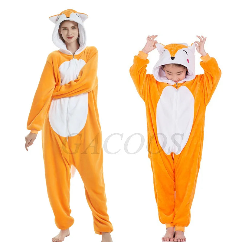 Grenouillère Renard — Combinaison Pyjama Polaire Orange (Enfant & Adulte)