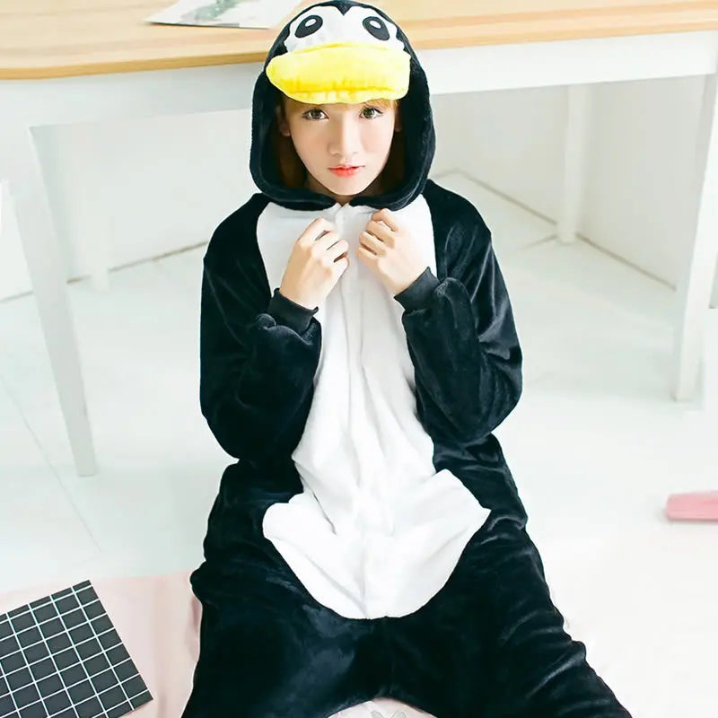 Kigurumi Pingouin — Combinaison Pyjama Polaire Noir et Blanc