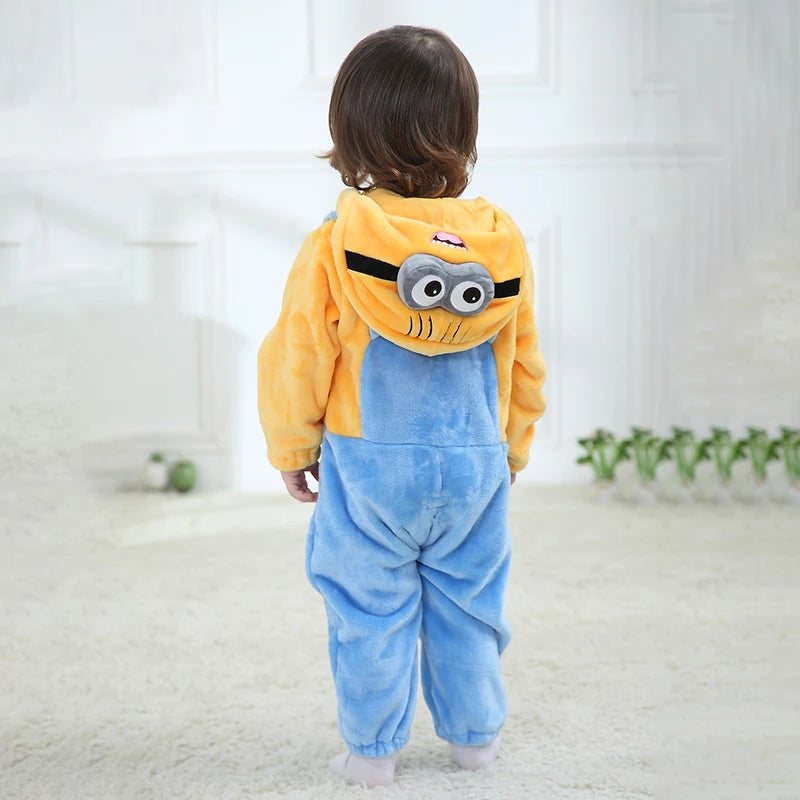 Grenouillère Bébé Minion — Combinaison Pyjama Polaire à Capuche Lunette