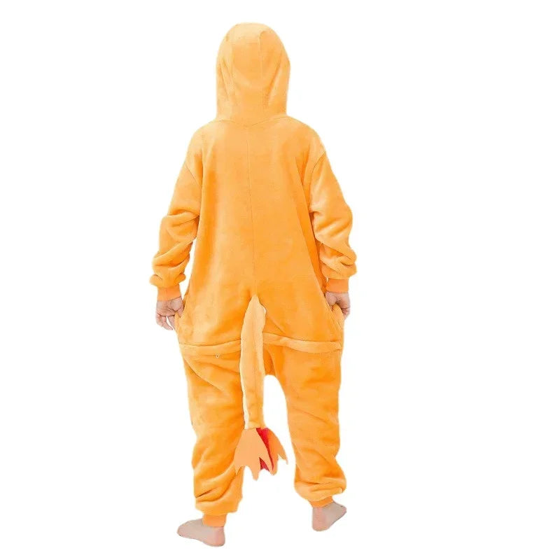 Kigurumi Salamèche Enfant — Combinaison Pyjama Polaire Orange