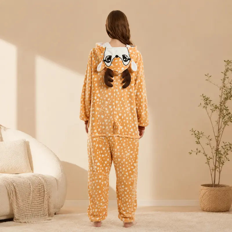 Grenouillère Biche — Combinaison Pyjama Polaire à Capuche