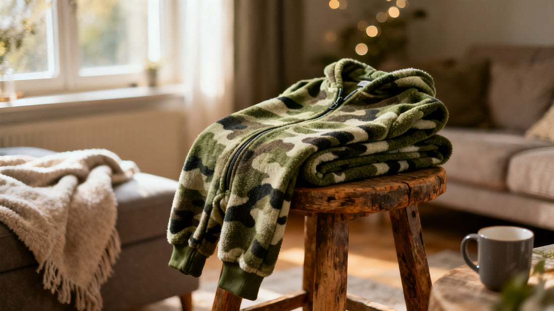 Grenouillère camouflage homme : le style militaire version canapé