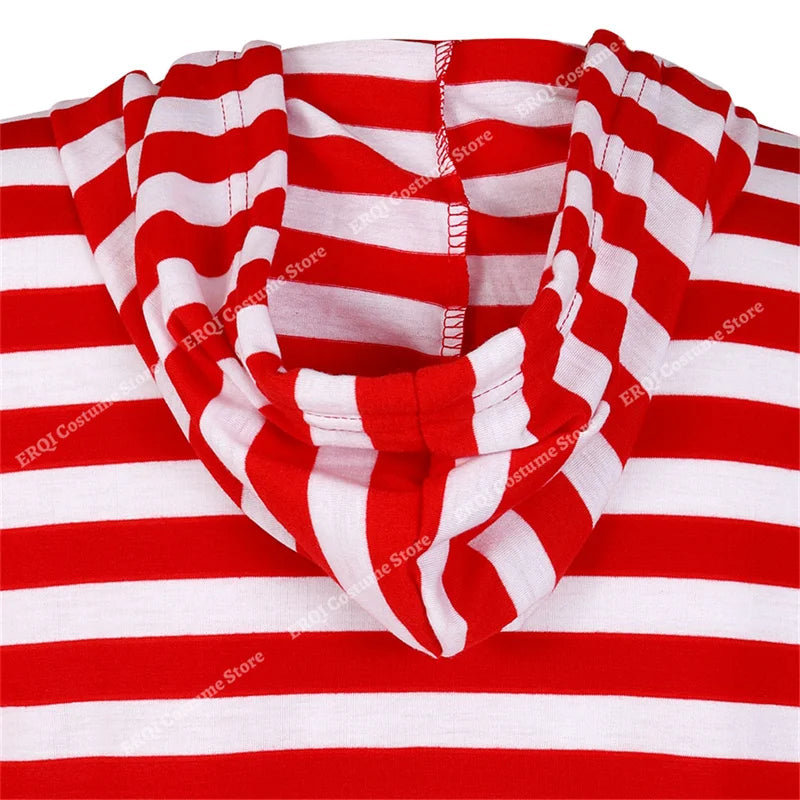 Détail tissu polyester élasthanne grenouillère de Noël rayée rouge blanc