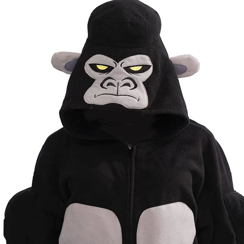 Combinaison singe noire zippée détail fermeture éclair frontale