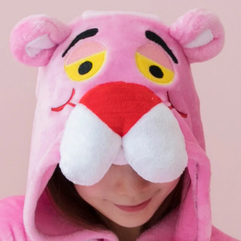 Kigurumi Panthère Rose — Combinaison Pyjama Polaire Rose Adulte