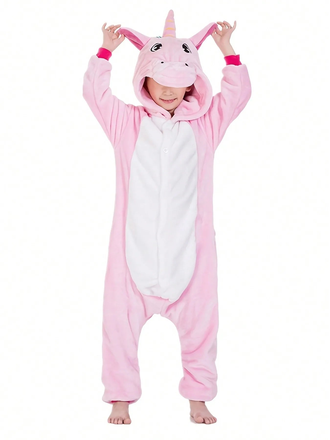 Kigurumi Licorne Enfant — Combinaison Pyjama Polaire Rose