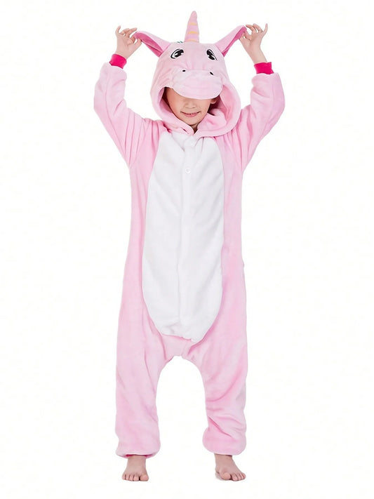 Kigurumi Licorne Enfant — Combinaison Pyjama Polaire Rose