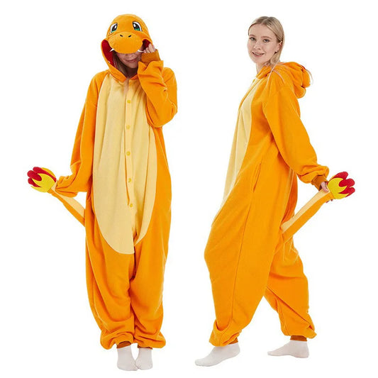 Kigurumi Salamèche — Combinaison Pyjama Polaire Orange Adulte