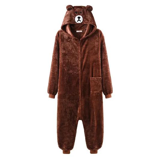 Kigurumi Ours — Combinaison Pyjama Polaire Marron Adulte