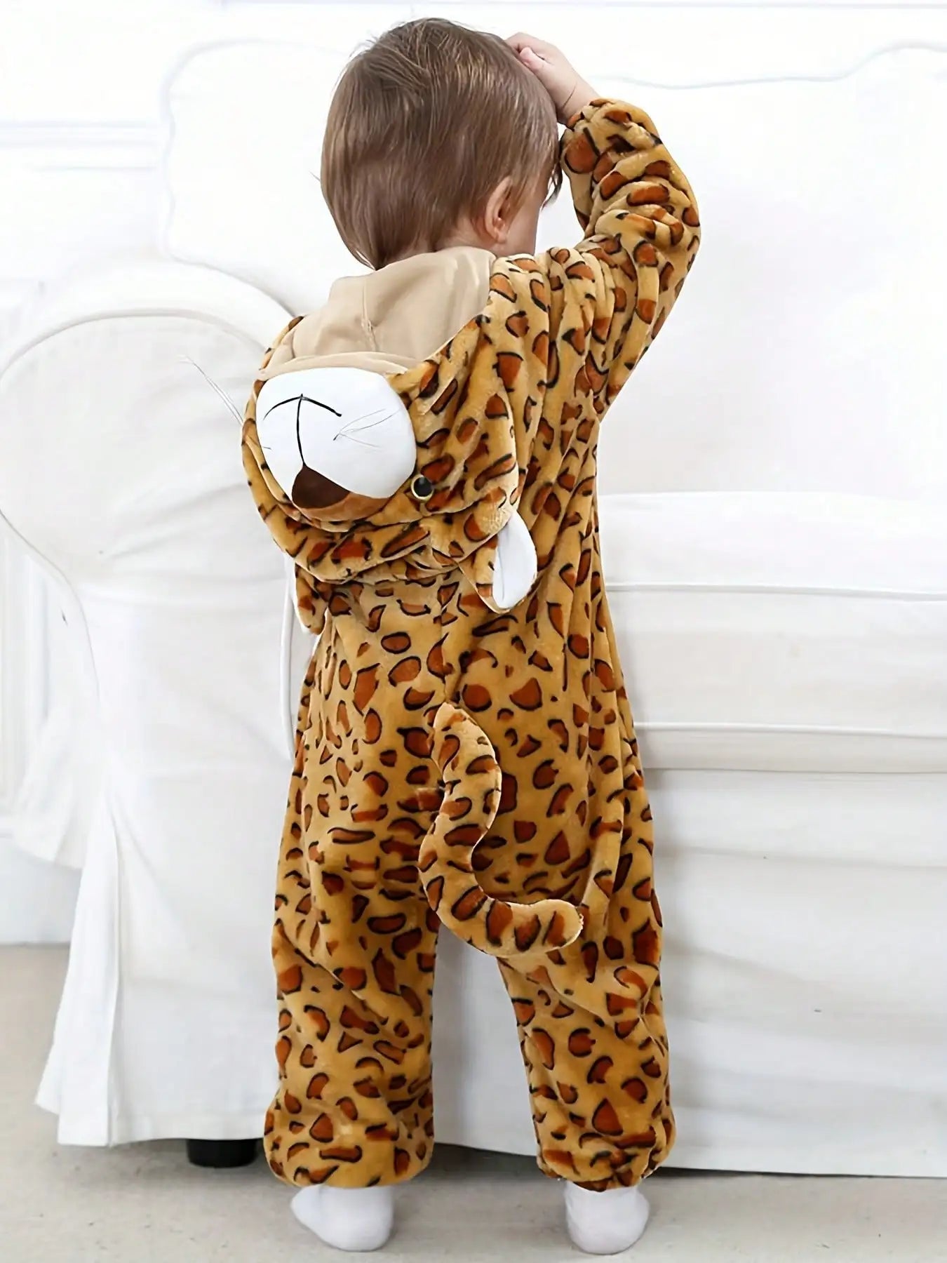 Grenouillère Léopard Bébé — Combinaison Pyjama Polaire à Capuche