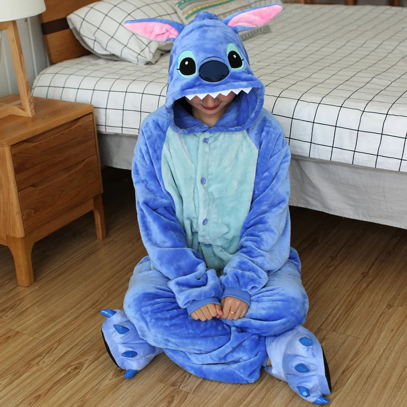 Grenouillère Stitch Adulte — Combinaison Pyjama Polaire Bleue