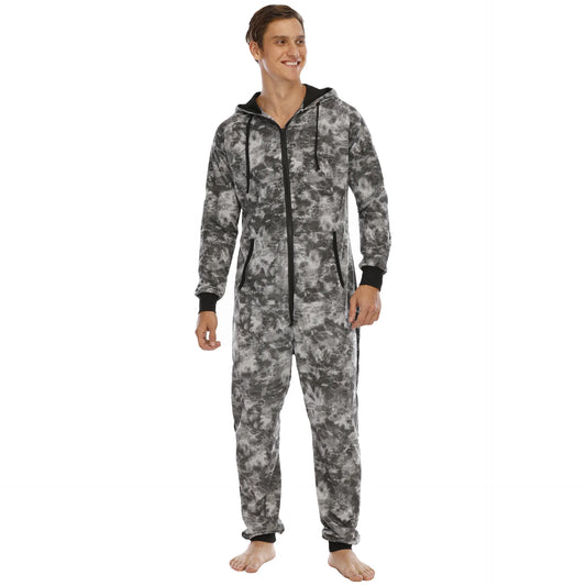 Grenouillère Homme Tie and Dye — Combinaison Pyjama Polaire Grise
