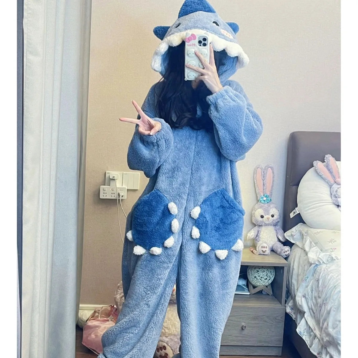 Kigurumi Requin Femme — Combinaison Pyjama Polaire Sherpa à Capuche
