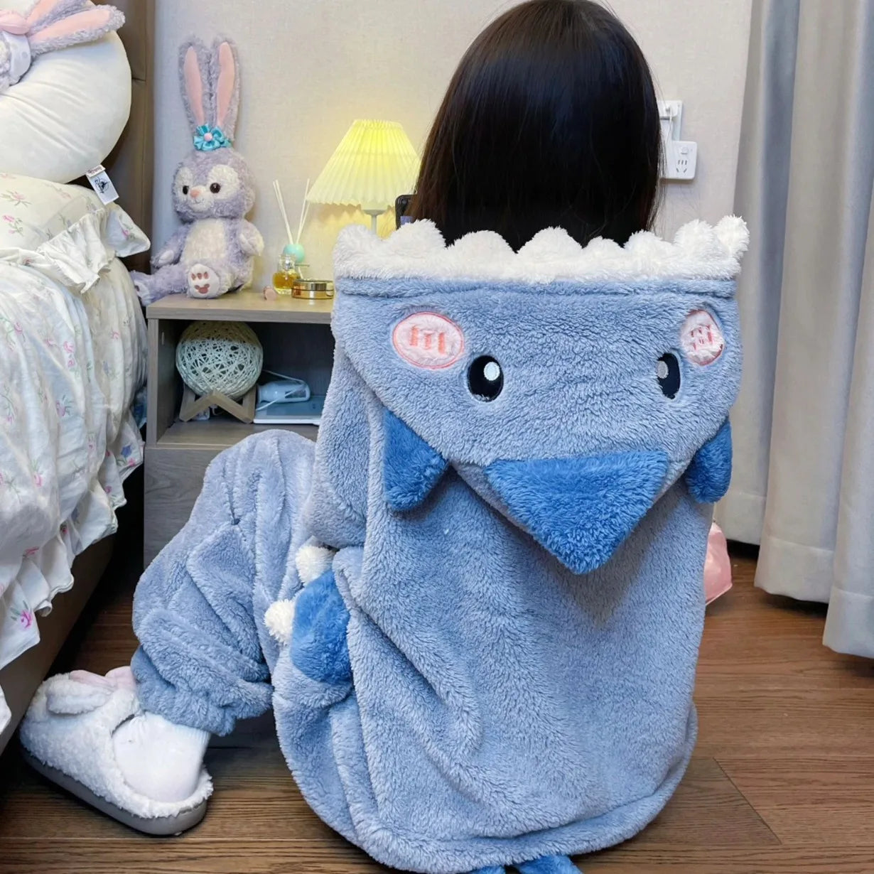 Kigurumi Requin Femme — Combinaison Pyjama Polaire Sherpa à Capuche
