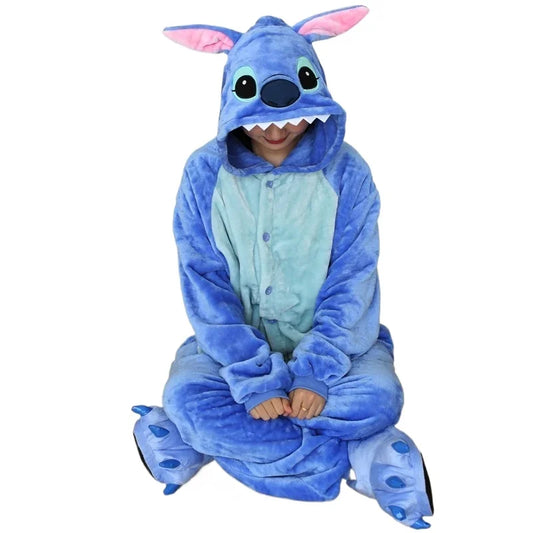 Grenouillère Stitch Adulte — Combinaison Pyjama Polaire Bleue