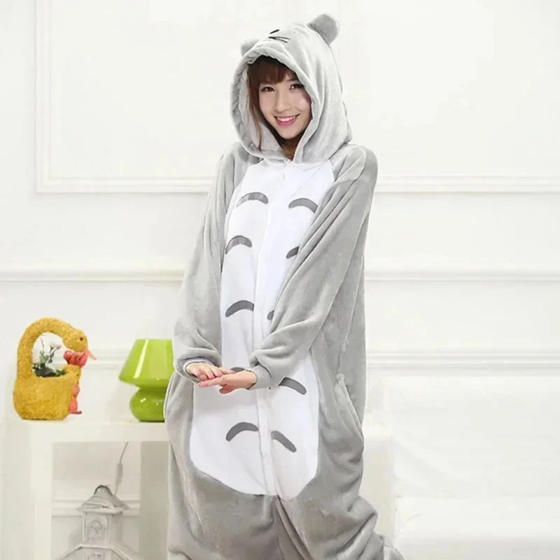Pyjama combinaison Totoro adulte coloris Gray taille L fermeture éclair