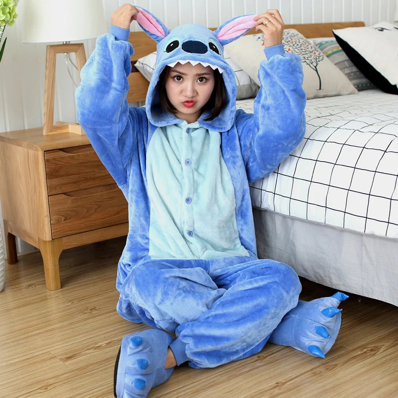 Grenouillère Stitch Adulte — Combinaison Pyjama Polaire Bleue