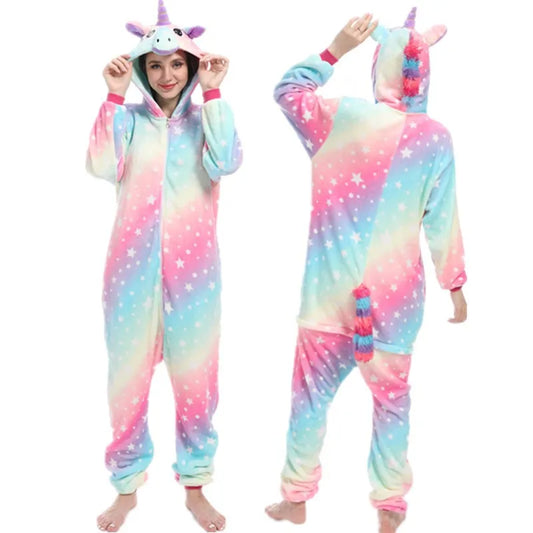 Pyjama Licorne Femme — Combinaison Pastel Étoilée à Capuche