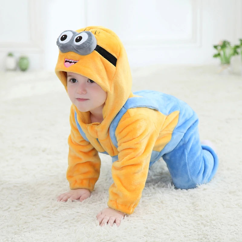 Grenouillère Bébé Minion — Combinaison Pyjama Polaire à Capuche Lunette