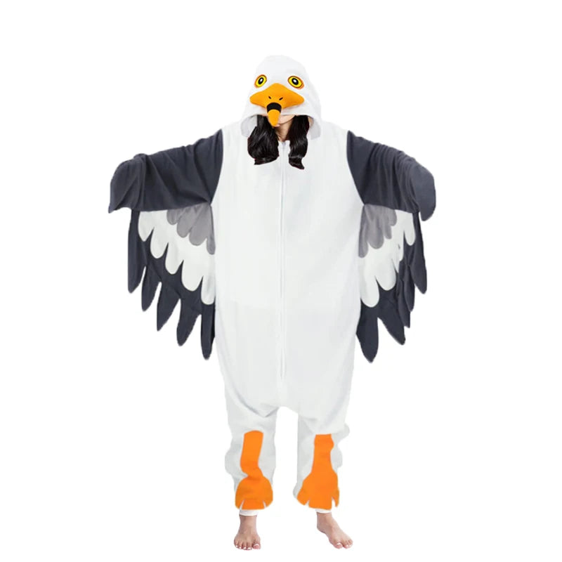 Kigurumi Mouette — Combinaison Pyjama Polaire à Ailes Adulte
