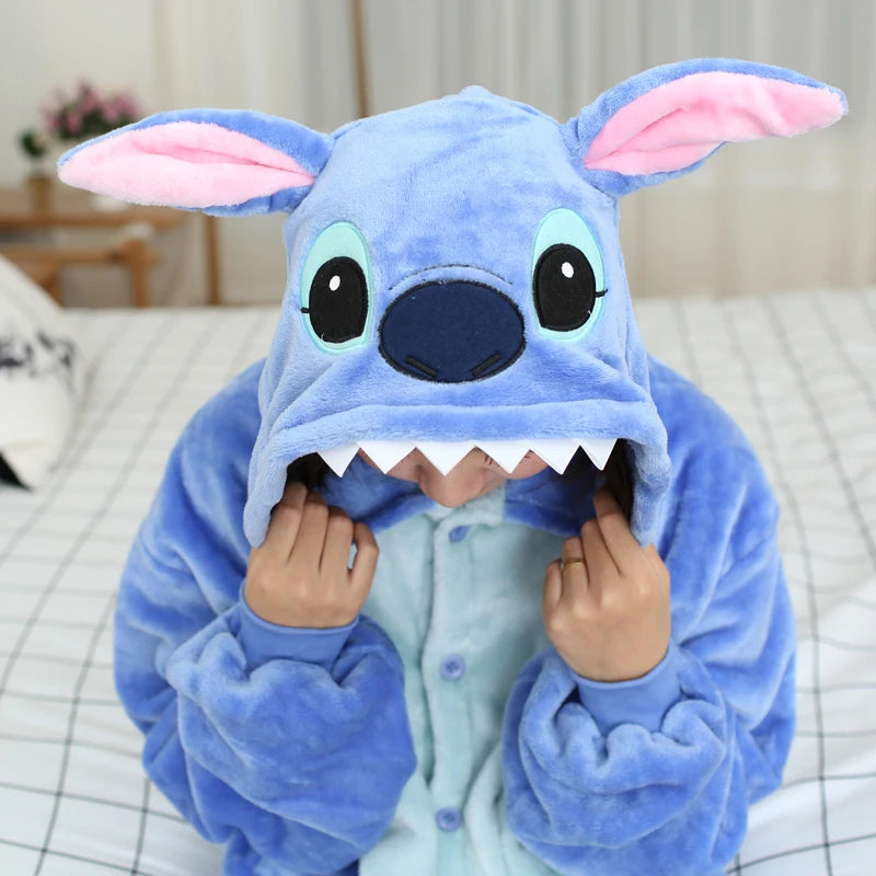 Grenouillère Stitch Adulte — Combinaison Pyjama Polaire Bleue