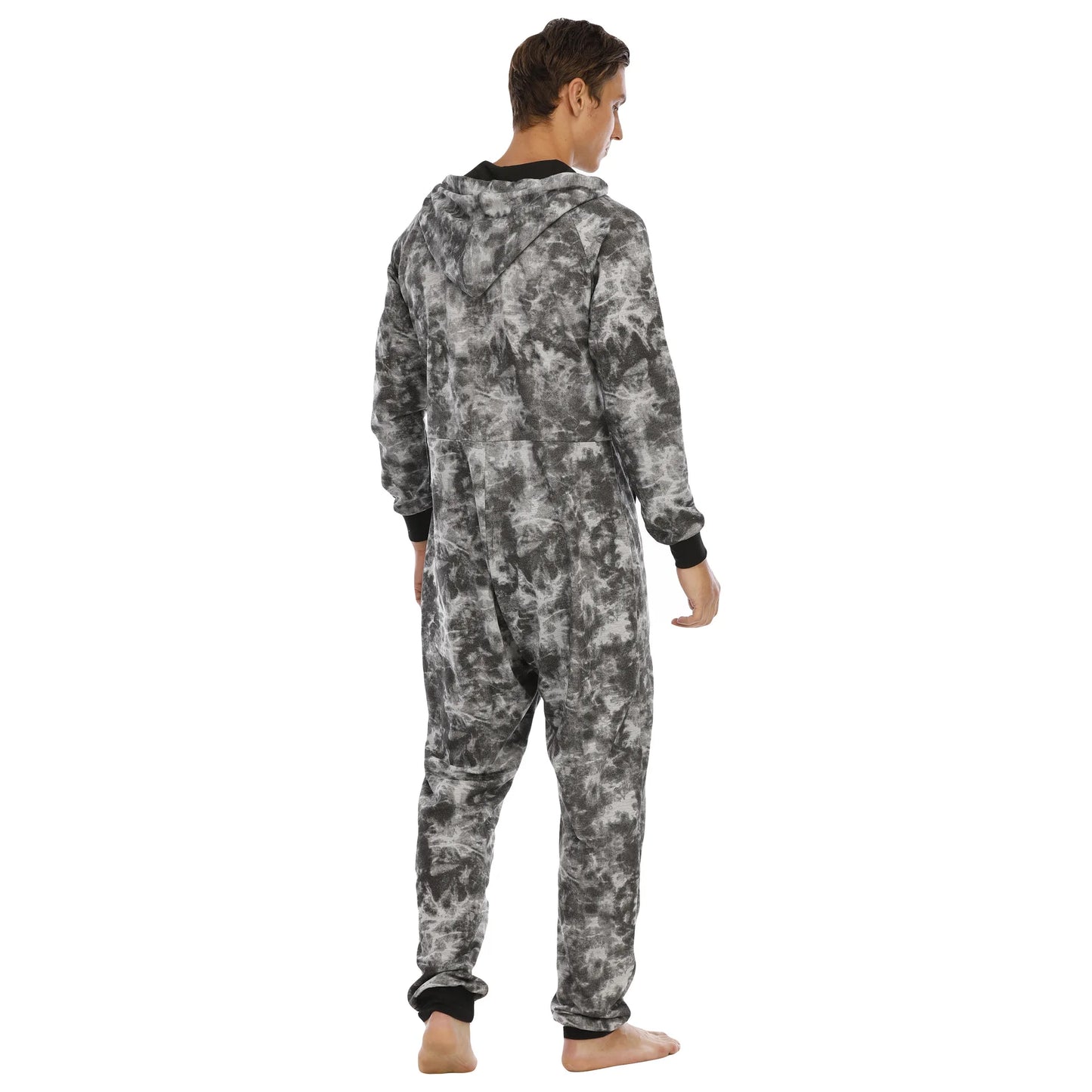 Grenouillère Homme Tie and Dye — Combinaison Pyjama Polaire Grise