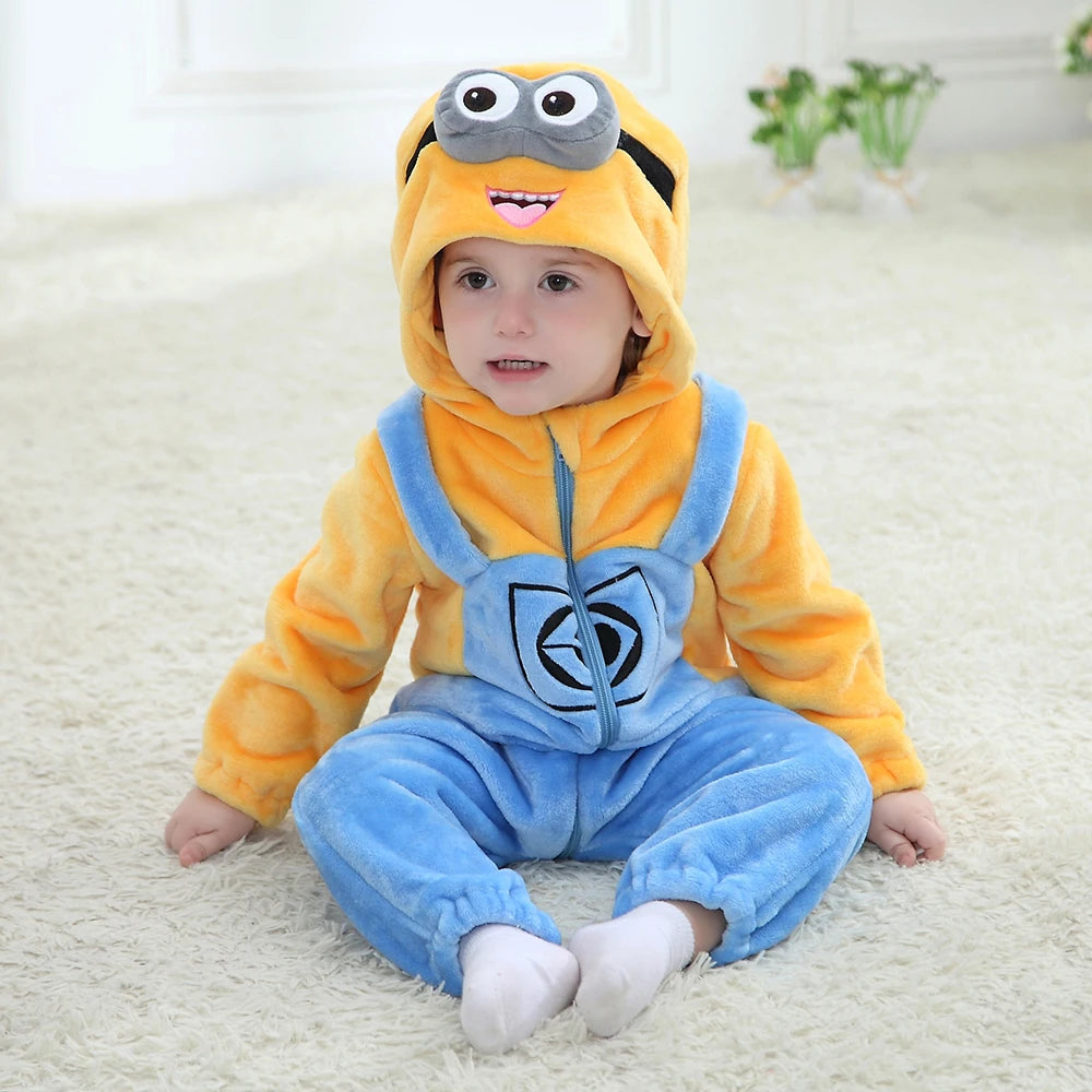 Grenouillère Bébé Minion — Combinaison Pyjama Polaire à Capuche Lunette