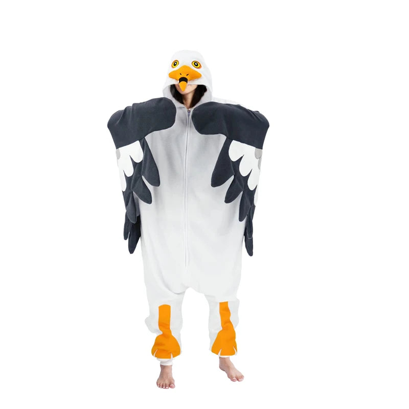 Kigurumi Mouette — Combinaison Pyjama Polaire à Ailes Adulte