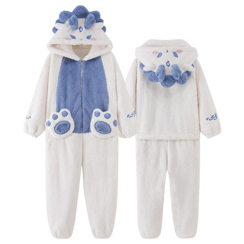 Grenouillère Couple Dragon — Combinaison Pyjama Assortie Polaire Sherpa