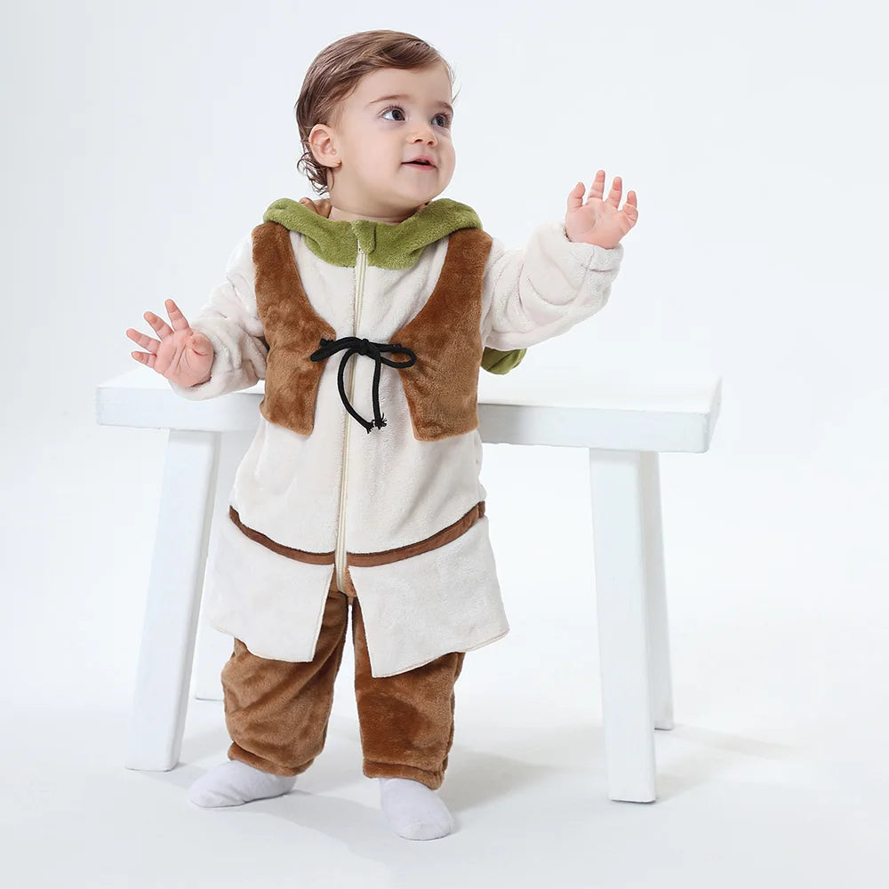 Kigurumi Shrek Bébé — Combinaison Pyjama Polaire Verte et Beige