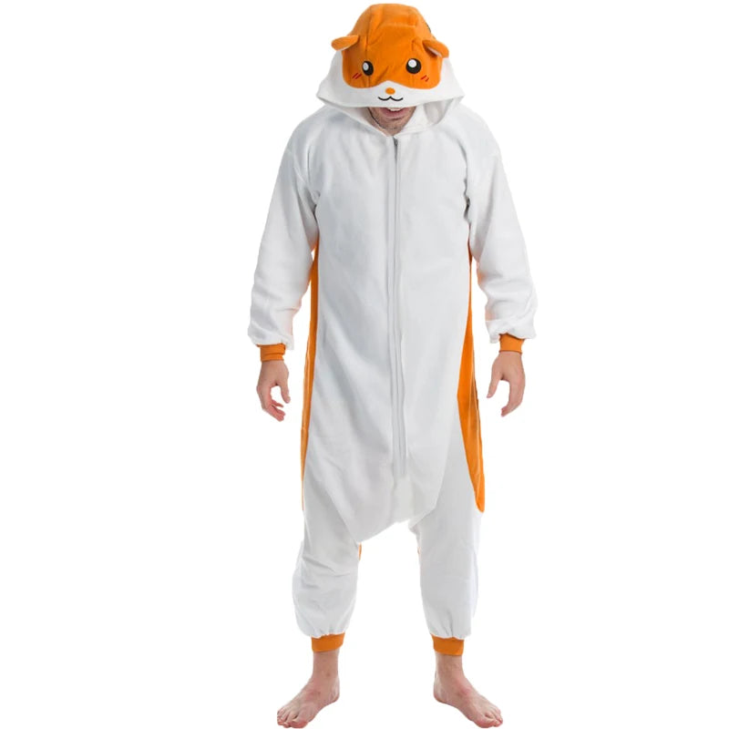 Grenouillère Hamster — Combinaison Pyjama Polaire Blanc et Orange