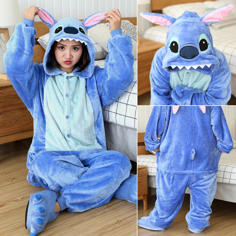 Grenouillère Stitch Adulte — Combinaison Pyjama Polaire Bleue