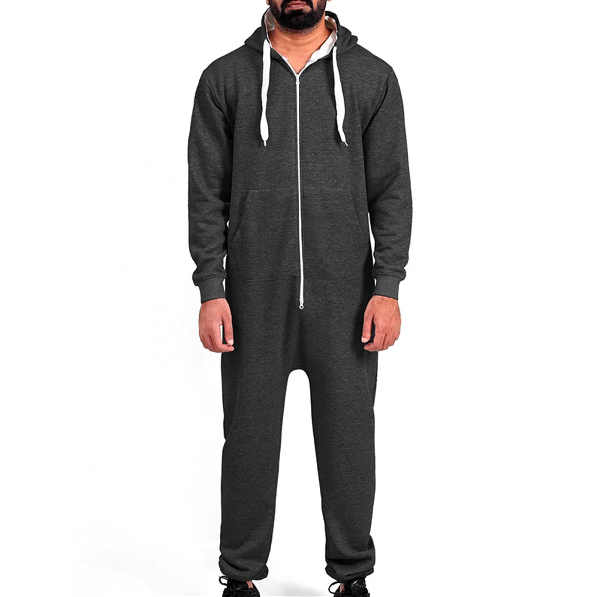 Pyjama combinaison homme à capuche zippée avec poches
