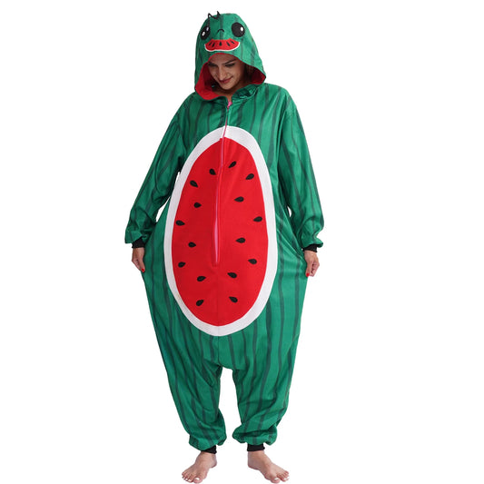 Kigurumi Pastèque — Combinaison Pyjama Adulte Verte et Rouge
