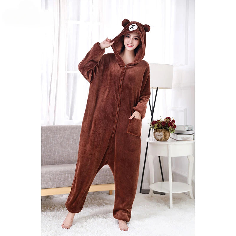 Kigurumi Ours — Combinaison Pyjama Polaire Marron Adulte