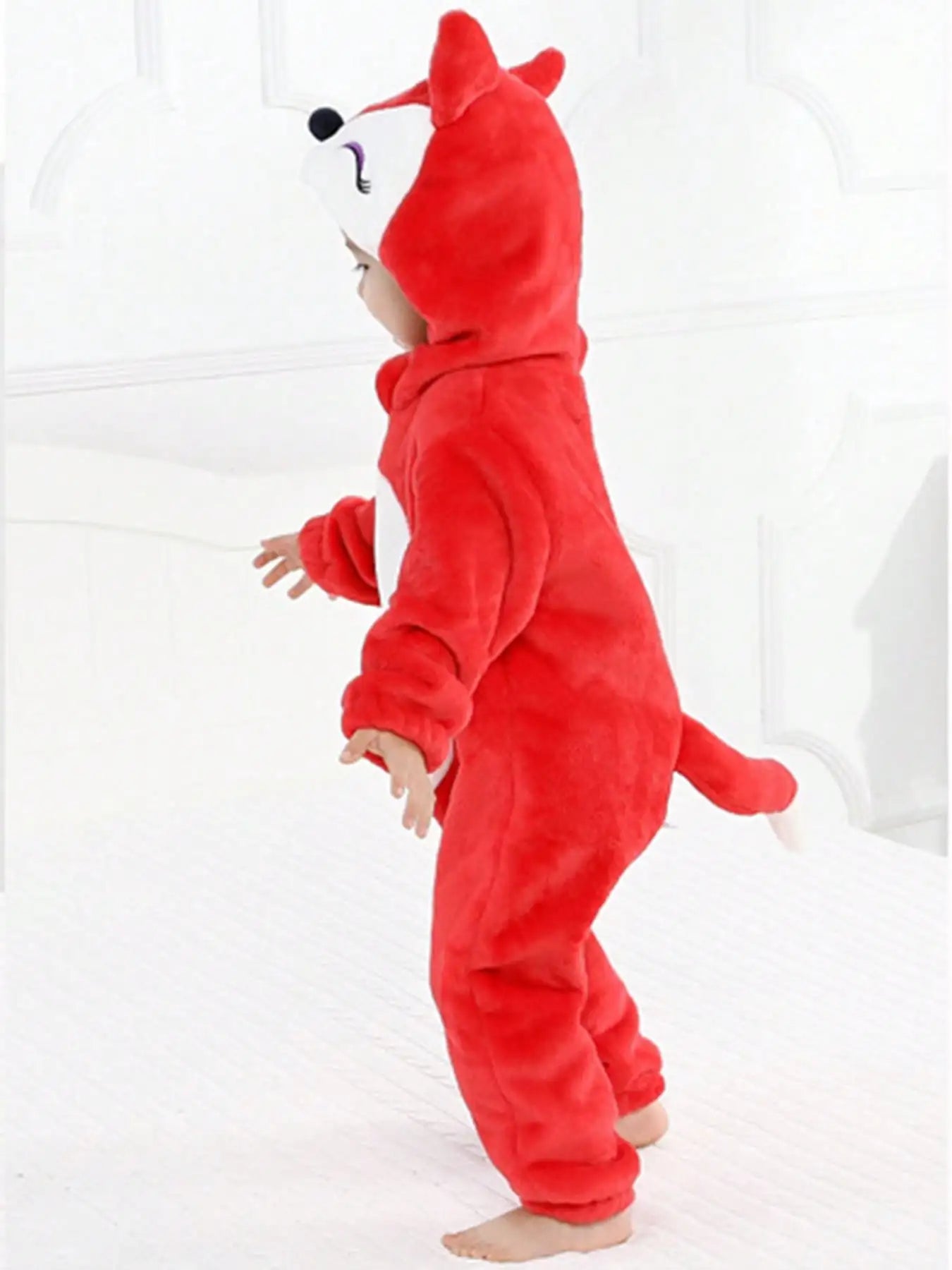 Grenouillère Renard Bébé — Combinaison Pyjama Polaire Rouge à Capuche