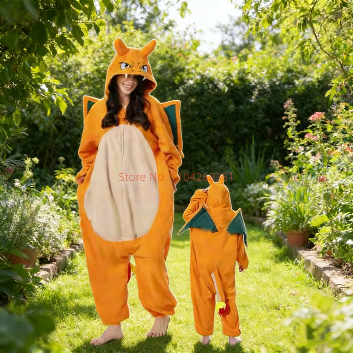 Costume pyjama Charizard porté en soirée, coupe ample unisexe taille L