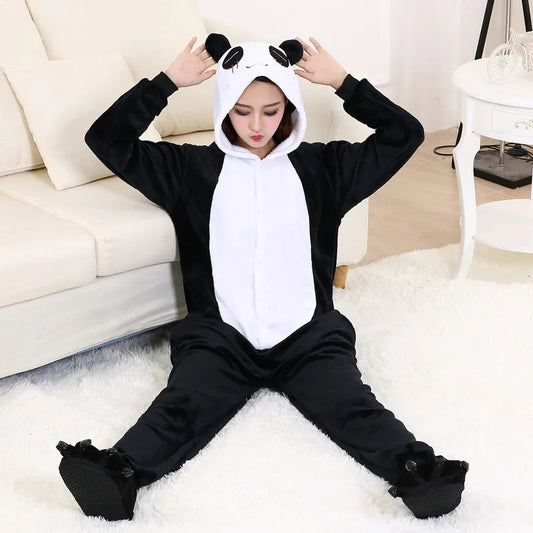 Kigurumi Panda — Combinaison Pyjama Polaire Noir et Blanc Adulte
