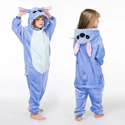 Kigurumi Stitch Enfant — Combinaison Pyjama Polaire Bleue