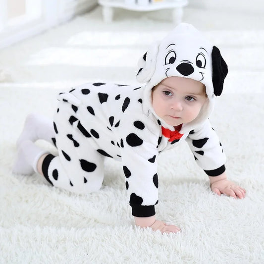 Grenouillère Dalmatien Bébé — Combinaison Pyjama Polaire à Capuche