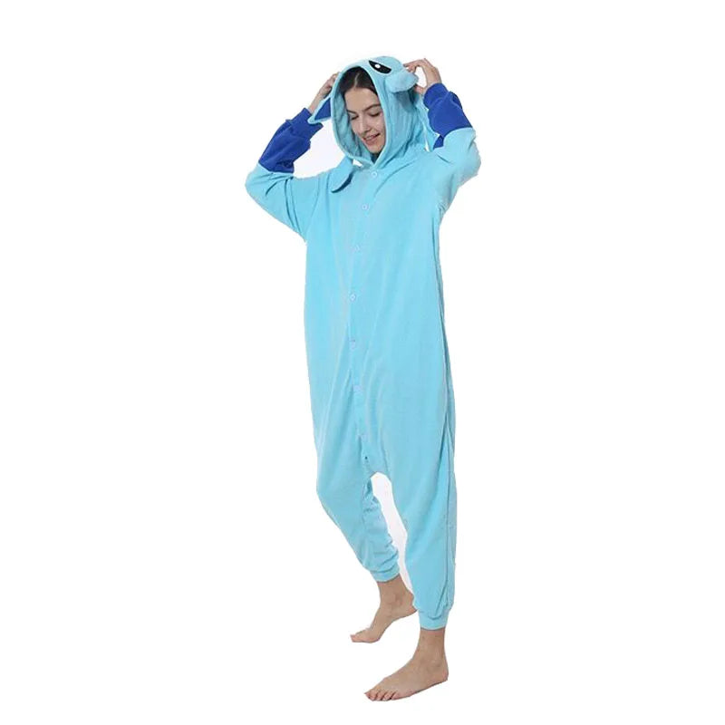Kigurumi Aquali — Combinaison Pyjama Polaire Bleue Adulte