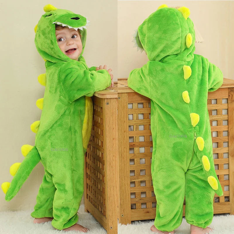 Grenouillère Dinosaure Bébé — Combinaison Pyjama Polaire Verte