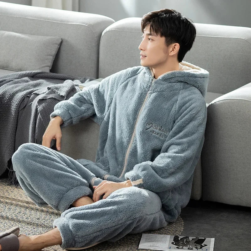 Combinaison Pyjama Homme Polaire — Grenouillère Grise Hiver