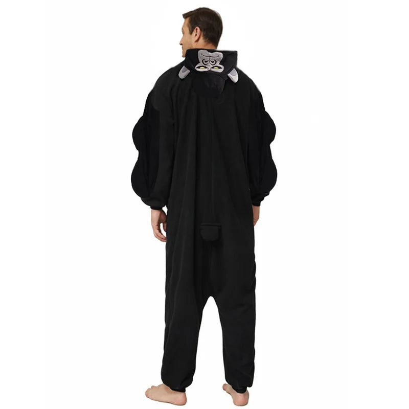 Combinaison pyjama singe noire capuche gorille vue de dos