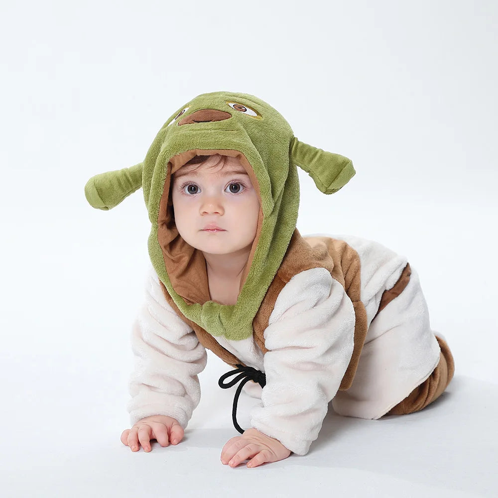 Kigurumi Shrek Bébé — Combinaison Pyjama Polaire Verte et Beige